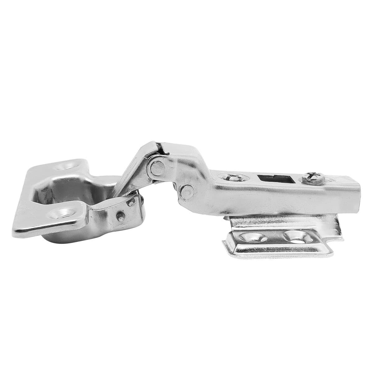 Dobradiça Caneco 35mm Curva Com Amortecedor Soft Close Tradestar - Dobradiça de aço niquelado para móveis com fechamento suave e abertura de 105 graus. Ideal para portas de armários, com instalação fácil e design moderno.
