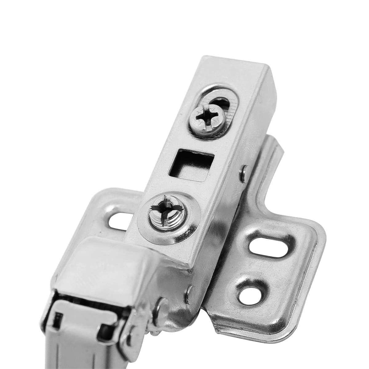 Dobradiça Caneco 35mm Alta Com Amortecedor Soft Close Tradestar - Dobradiça de aço niquelado para móveis com fechamento suave e abertura de 105 graus. Ideal para portas de armários e móveis em geral.