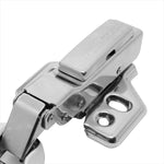 Dobradiça com Amortecedor para Armário Curva 35mm com Capas - Aço Inox, fechamento suave, abertura 105°, ideal para móveis sofisticados. Tradestar.