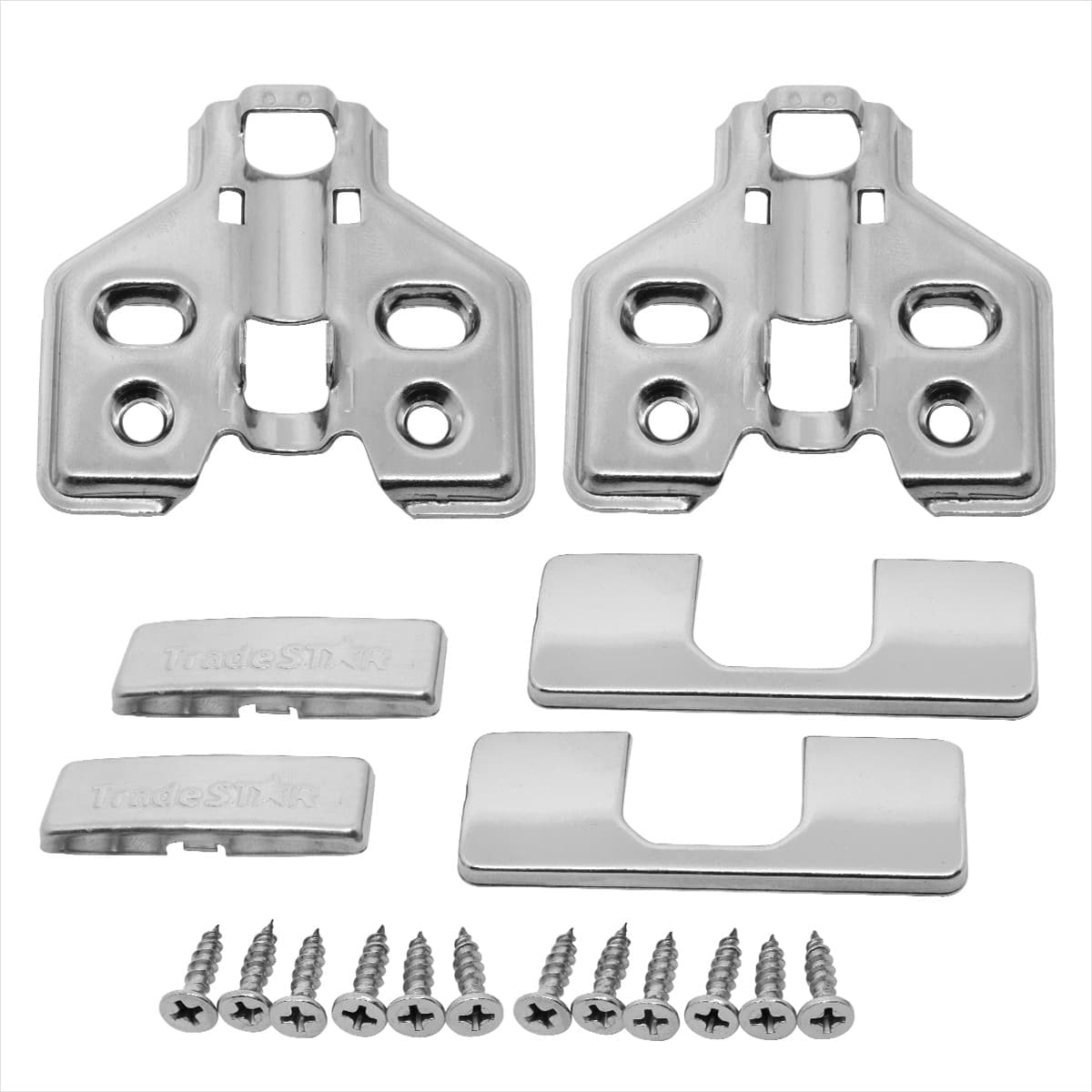 Dobradiça com Amortecedor para Armário Alta 35mm com Capas - Kit com dobradiças, capas e parafusos para instalação em móveis. Dobradiça soft close de aço niquelado, abertura de 105 graus, ideal para portas de armários e móveis em geral.