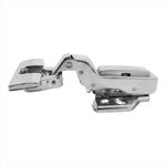 Dobradiça com Amortecedor para Armário Alta 35mm com Capas - Fechamento suave e silencioso, ideal para portas de armários. Dobradiça soft close clip on 105° em aço niquelado, abertura de 105 graus, diâmetro de 35mm e compatível com espessuras de 14 a 23mm. Perfeita para móveis modernos e elegantes.