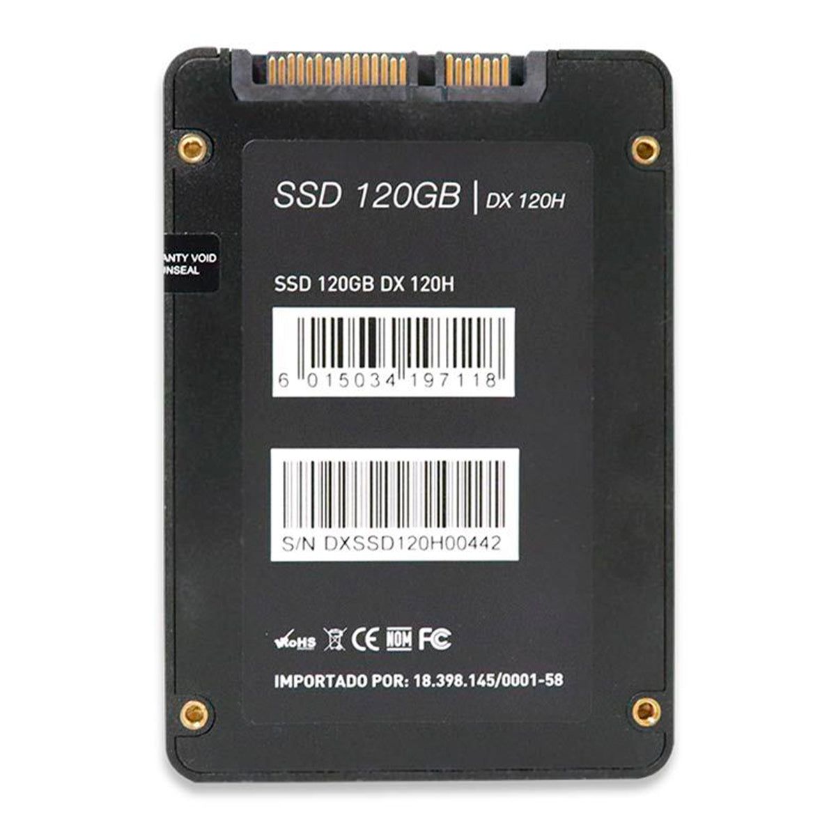 SSD 120GB Duex DX 120H SATA para computador e notebook. Unidade de estado sólido preta, com capacidade de 120GB, ideal para melhorar o desempenho e velocidade do seu sistema. Possui interface SATA III e é compatível com computadores e notebooks.