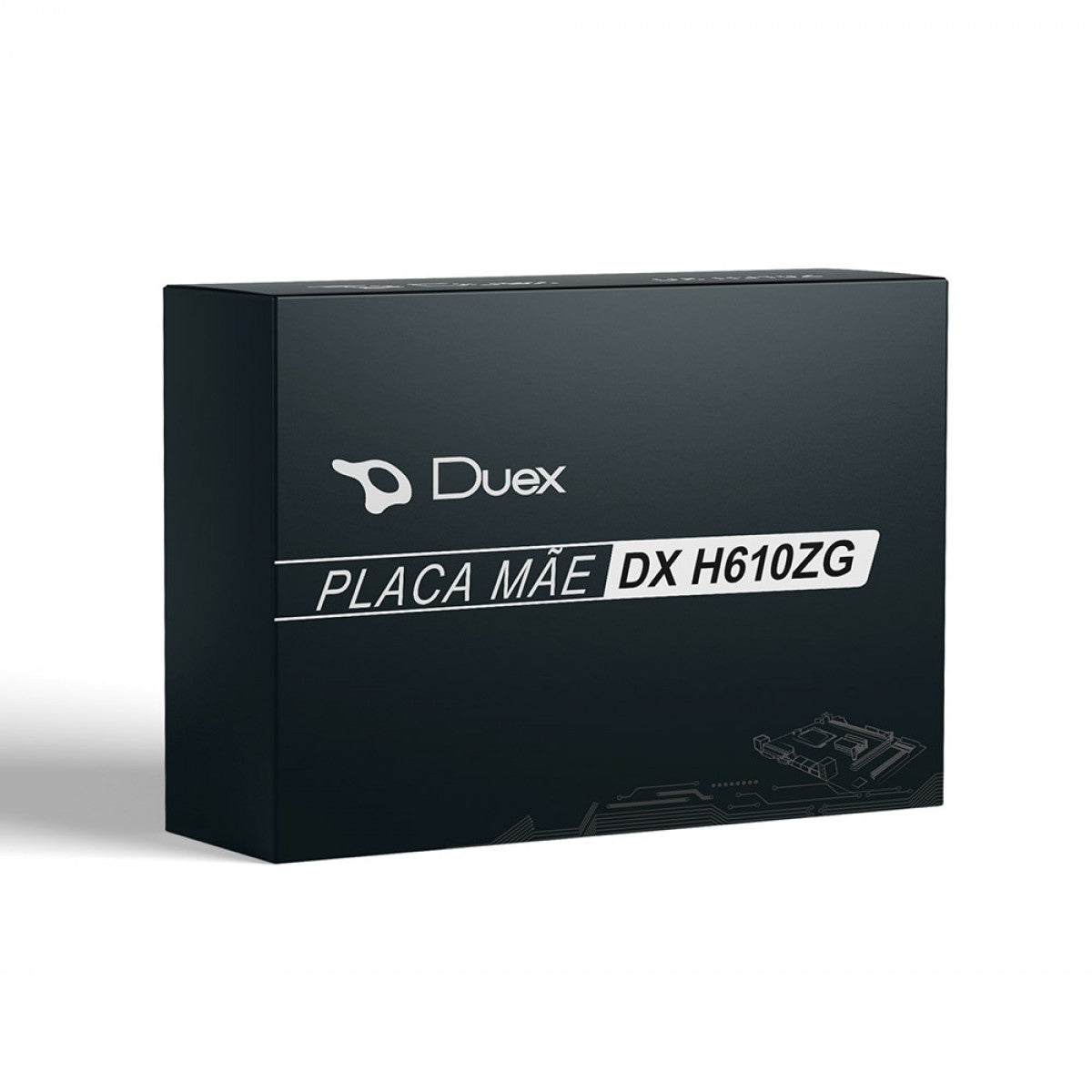 Placa Mãe Duex Intel H610zg LGA 1700 - Caixa do produto, ideal para processadores Intel Core i9, i7, i5 e i3, com suporte para DDR4 e conectividade HDMI e VGA. Perfeita para montagem ou atualização de computadores.