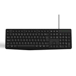 Teclado USB com fio Duex Dx KB156 preto ABNT, ideal para trabalho e estudo. Design ergonômico, 107 teclas, cabo de 1.5m, conexão USB 2.0. Perfeito para uso em escritório ou casa. Teclado preto com layout ABNT.