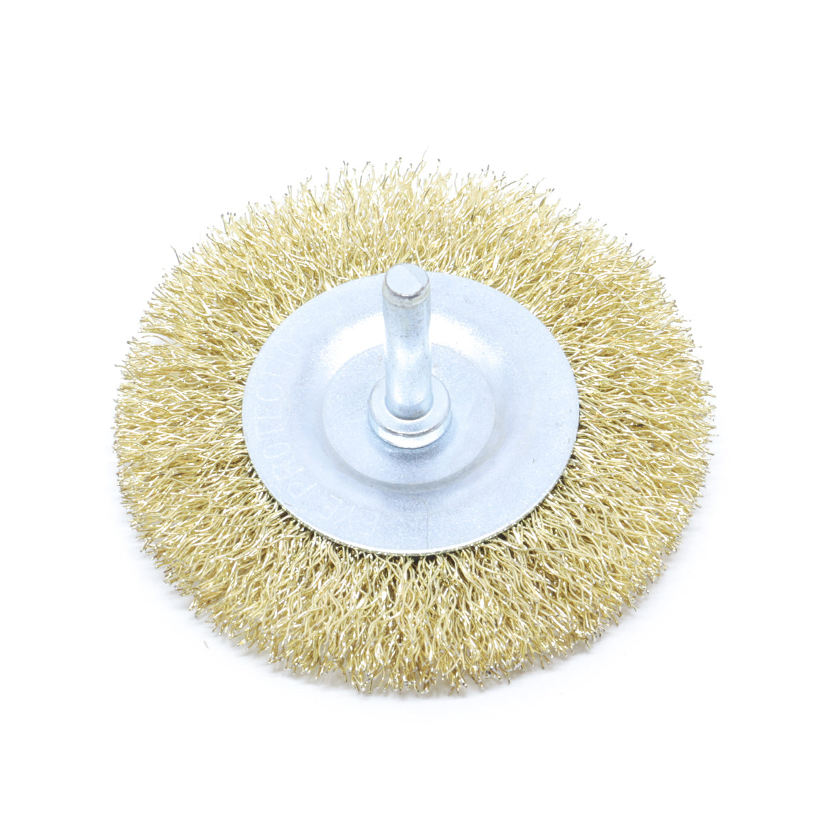 Kit 10 Escova de Aço Circular para Furadeira 75x10mm 4'' com haste de 1/4, ideal para remoção de ferrugem, limpeza de peças e preparação de superfícies metálicas. Escova de aço carbono latonado ondulado, compatível com furadeiras, oferece alta durabilidade e eficiência na remoção de corrosão e oxidação.