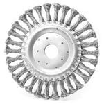 Kit com 5 escovas de aço circular rotativa trançada de 6 polegadas (150mm) para limpeza e preparação de superfícies. Remove ferrugem, tinta e resíduos de solda. Ideal para uso em motoesmeril.