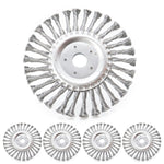Kit 5 Escova De Aço Circular Rotativa Trançada 7" 180mm para limpeza e preparação de superfícies, remove ferrugem, pintura e resíduos. Ideal para uso em motoesmeril. Aço carbono, durável e eficiente.