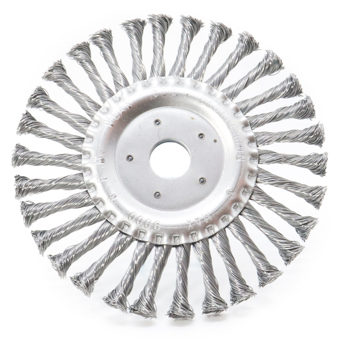 Kit 5 Escova De Aço Circular Rotativa Trançada 7" 180mm para limpeza e remoção de ferrugem, pintura e resíduos em geral. Ideal para uso em motoesmeril, aço carbono, durável e eficiente.