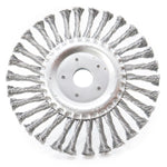 Kit 5 Escova De Aço Circular Rotativa Trançada 7" 180mm para limpeza e remoção de ferrugem, pintura e resíduos em geral. Ideal para uso em motoesmeril, aço carbono, durável e eficiente.