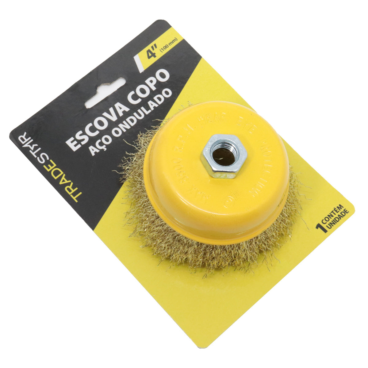 Kit 5 Escovas de Aço para Esmerilhadeira Lixadeira Copo 100mm M14 - Ideal para remoção de ferrugem, tintas e preparação de superfícies. Escova de aço ondulado, rosca M14, 4 polegadas (100mm). Ferramenta para uso em esmerilhadeira angular.