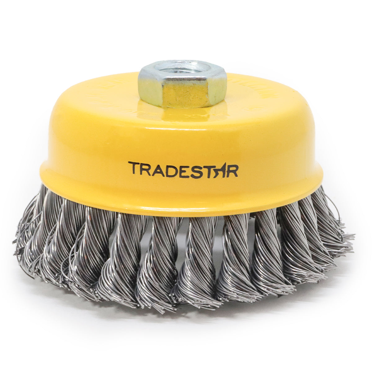 5 Escovas de Aço para Esmerilhadeira Lixadeira Copo 100 mm M14 - Escova de aço torcido para limpeza de peças em geral, remove ferrugem e pintura. Ideal para esmerilhadeira angular. Rosca M14. 4 polegadas (100 mm). Kit com 5 unidades.