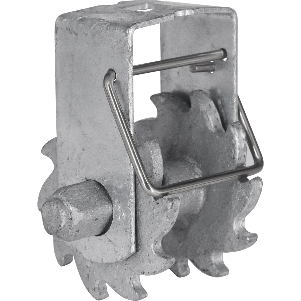 Catraca para Arame Liso Esticador Tensor Zincado - Ideal para cercas agrícolas, industriais e residenciais. Fabricada em aço zincado resistente à corrosão, garante tensão e durabilidade. Caixa com 100 unidades.