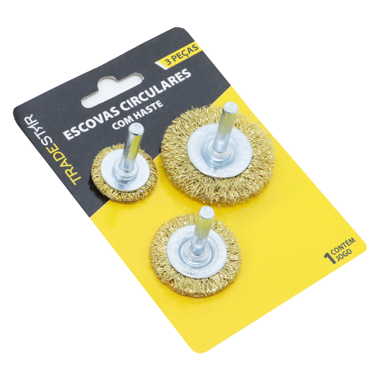 Kit com 30 escovas de aço circular para furadeira com haste de 1/4". Conjunto de escovas circulares de aço carbono latonado, ideal para limpeza de peças em geral. Inclui 10 unidades de cada tamanho: 1" (25mm), 1.1/2" (38mm) e 2" (50mm). Perfeito para uso em furadeiras, proporcionando eficiência e versatilidade em diversas aplicações.
