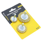 Kit com 30 escovas de aço circular para furadeira com haste de 1/4". Conjunto de escovas circulares de aço carbono latonado, ideal para limpeza de peças em geral. Inclui 10 unidades de cada tamanho: 1" (25mm), 1.1/2" (38mm) e 2" (50mm). Perfeito para uso em furadeiras, proporcionando eficiência e versatilidade em diversas aplicações.