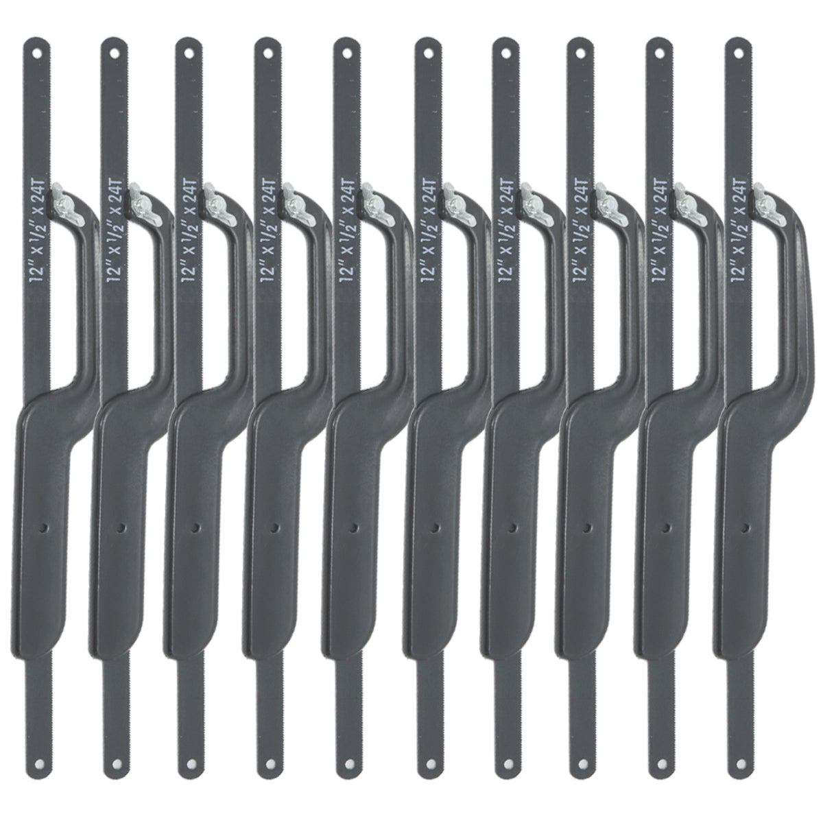 Kit com 10 Mini Arco de Serra 12 Polegadas (300mm) com Cabo Plástico e Lâmina - Ferramenta para cortes precisos em locais de difícil acesso. Ideal para profissionais e uso geral. Lâminas de 200mm, 250mm e 300mm compatíveis.