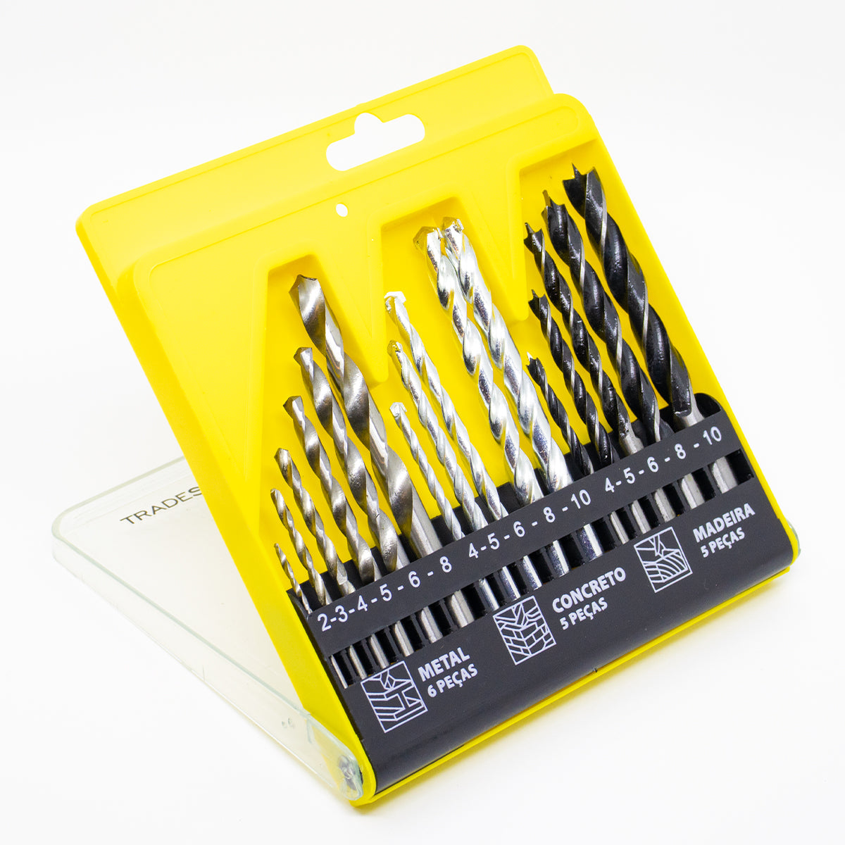Kit de 48 brocas para madeira, concreto e metal, com 3 jogos de brocas de diferentes tamanhos para perfurações precisas em diversos materiais. Inclui brocas para madeira (5 peças), concreto (5 peças) e metal (6 peças), ideal para construção, reparos e marcenaria. Produto novo e original.
