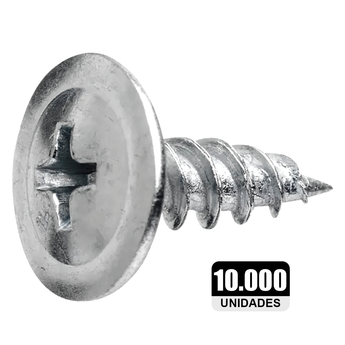 Parafuso Flangeado Ponta Agulha Drywall 4,2x13mm com 10.000 unidades, ideal para fixação segura em drywall. Parafuso de aço carbono com flange na cabeça, rosca fina e ponta agulha para fácil instalação em paredes, forros e tetos. Perfeito para projetos de construção e montagem.
