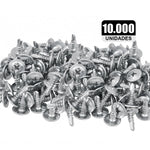 Parafuso Flangeado Ponta Broca Drywall 4,2x13mm com 10.000 unidades. Parafuso autoperfurante em aço carbono galvanizado, ideal para fixação de drywall em perfis metálicos. Possui cabeça flangeada para maior área de contato e ponta broca que dispensa pré-furação.