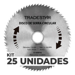 Kit 25 Discos de Serra Circular para Madeira 110x20mm 72 Dentes Tradestar - Ideal para cortes precisos em madeira. Kit com 25 unidades, alta durabilidade e desempenho superior. Perfeito para marceneiros e profissionais da madeira.