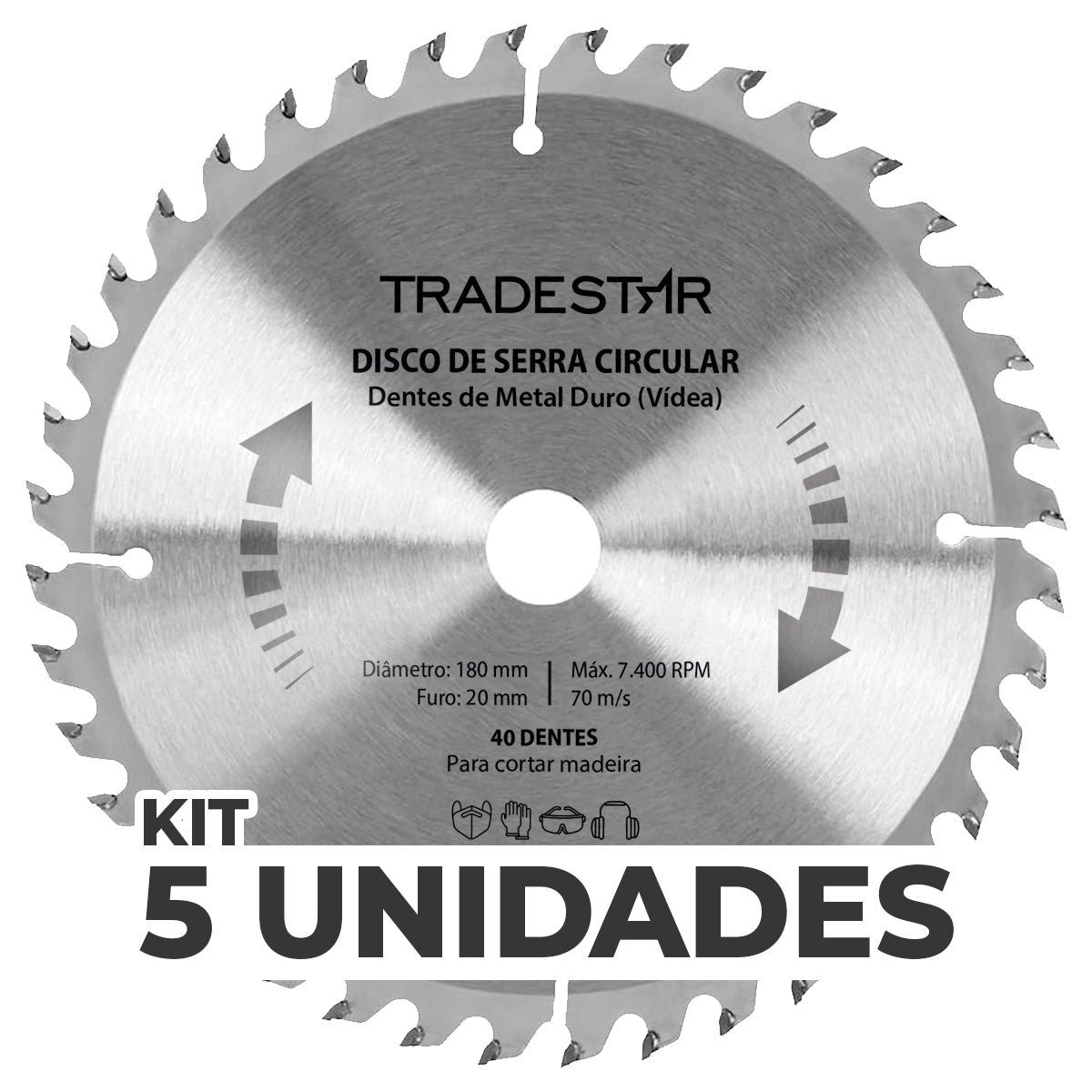 Kit 5 Discos de Serra Circular para Madeira 180x20mm 40 Dentes Makita - Cortes precisos e eficientes em madeira, ideal para marcenaria e carpintaria. Discos de alta durabilidade e segurança, com 40 dentes de metal duro (vídea) para cortes rápidos e limpos. Inclui 5 unidades, pronto para uso em serras circulares Makita.