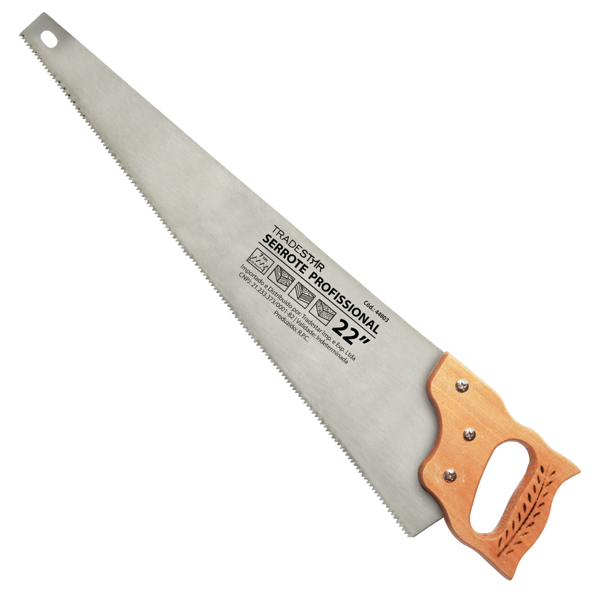 Kit 04 Serrote 22" Cabo madeira Resistente Profissional Tradestar. Serrote de alta qualidade com lâmina afiada de 22 polegadas, cabo ergonômico de madeira, ideal para cortes precisos em madeira. Ferramenta durável e versátil para profissionais e entusiastas de bricolagem.