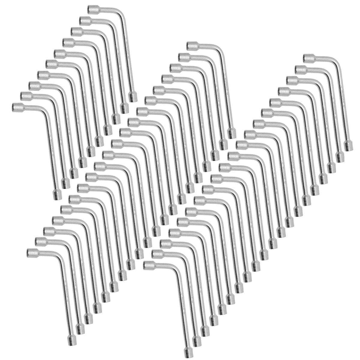 Kit com 50 chaves biela em L 14mm para mecânica e automotivo Tradestar. Ferramenta em aço carbono galvanizado, ideal para apertar e soltar parafusos e porcas em locais de difícil acesso. Perfeita para reparos automotivos, trabalhos mecânicos e montagem de estruturas.