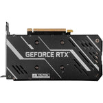 Placa de Vídeo Nvidia Galax GeForce RTX 3050 8GB - Vista traseira detalhada, mostrando o design da placa com o logo GeForce RTX e detalhes da estrutura para dissipação de calor.