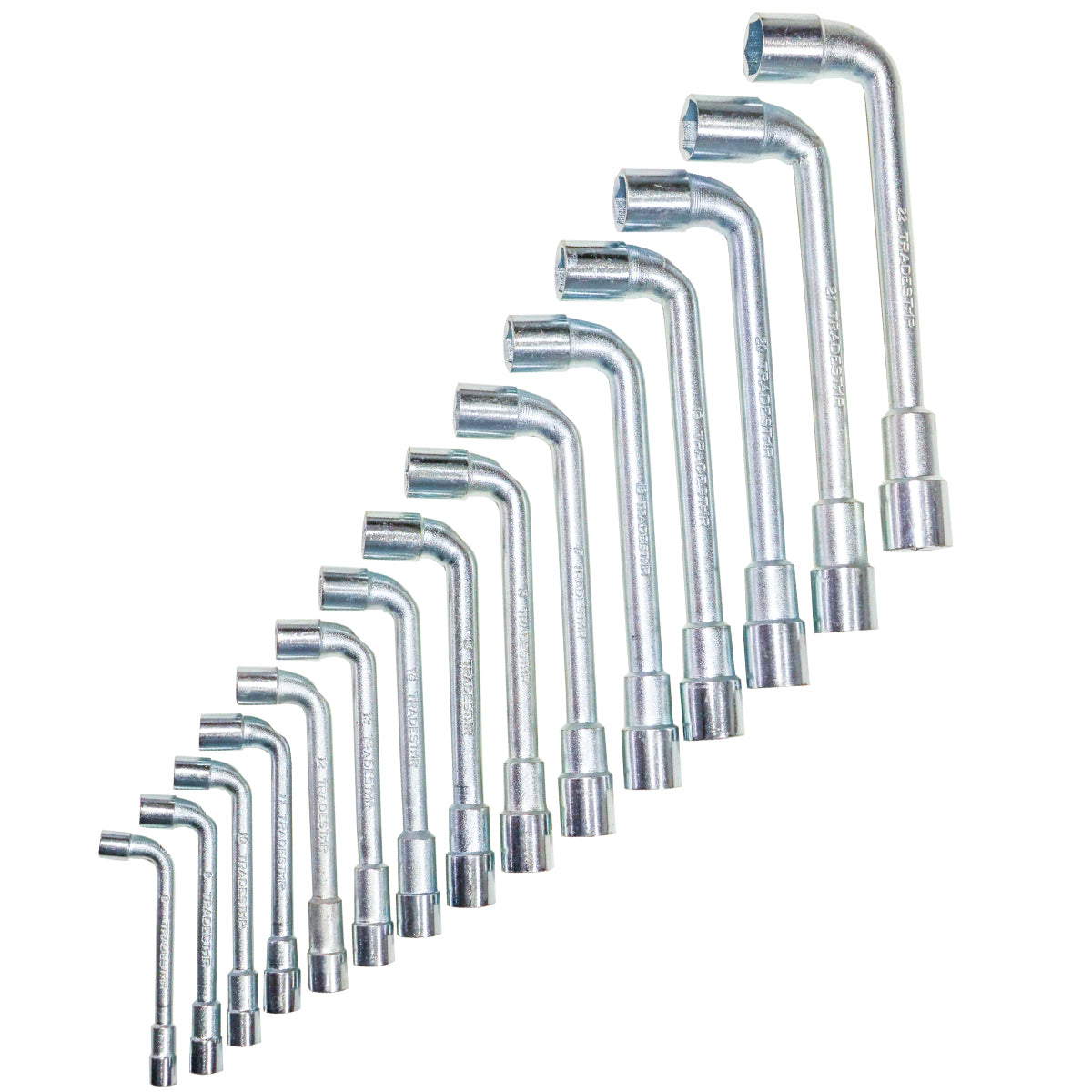 Jogo de Chave Biela Tipo L 15 Unidades com Furo Profissional Tradestar. Conjunto completo de chaves tipo L, com tamanhos variando de 8 a 22mm, ideal para mecânica, manutenção e projetos DIY. Chaves com furo para acesso a parafusos e porcas longas.