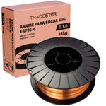 Kit 2 Rolos Arame para Solda MIG com Gás 1,0 mm 15Kg ER70S-6 Tradestar - Ideal para soldagem de aço carbono e baixa liga, proporcionando ótima fusão, penetração e resistência à corrosão. Perfeito para soldas profissionais e projetos diversos.