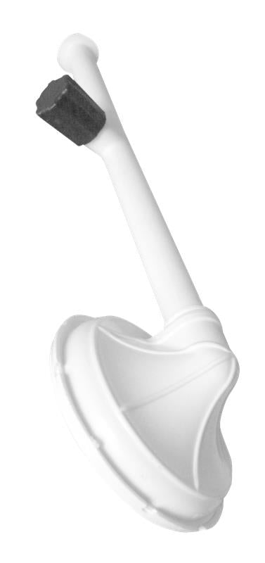 Chuveiro Ducha Plástico 4" com Registro Branco Akato - Vista detalhada do chuveiro branco, mostrando o design e registro integrado para controle de vazão. Ideal para banheiros, oferece fluxo de água confortável e fácil instalação.