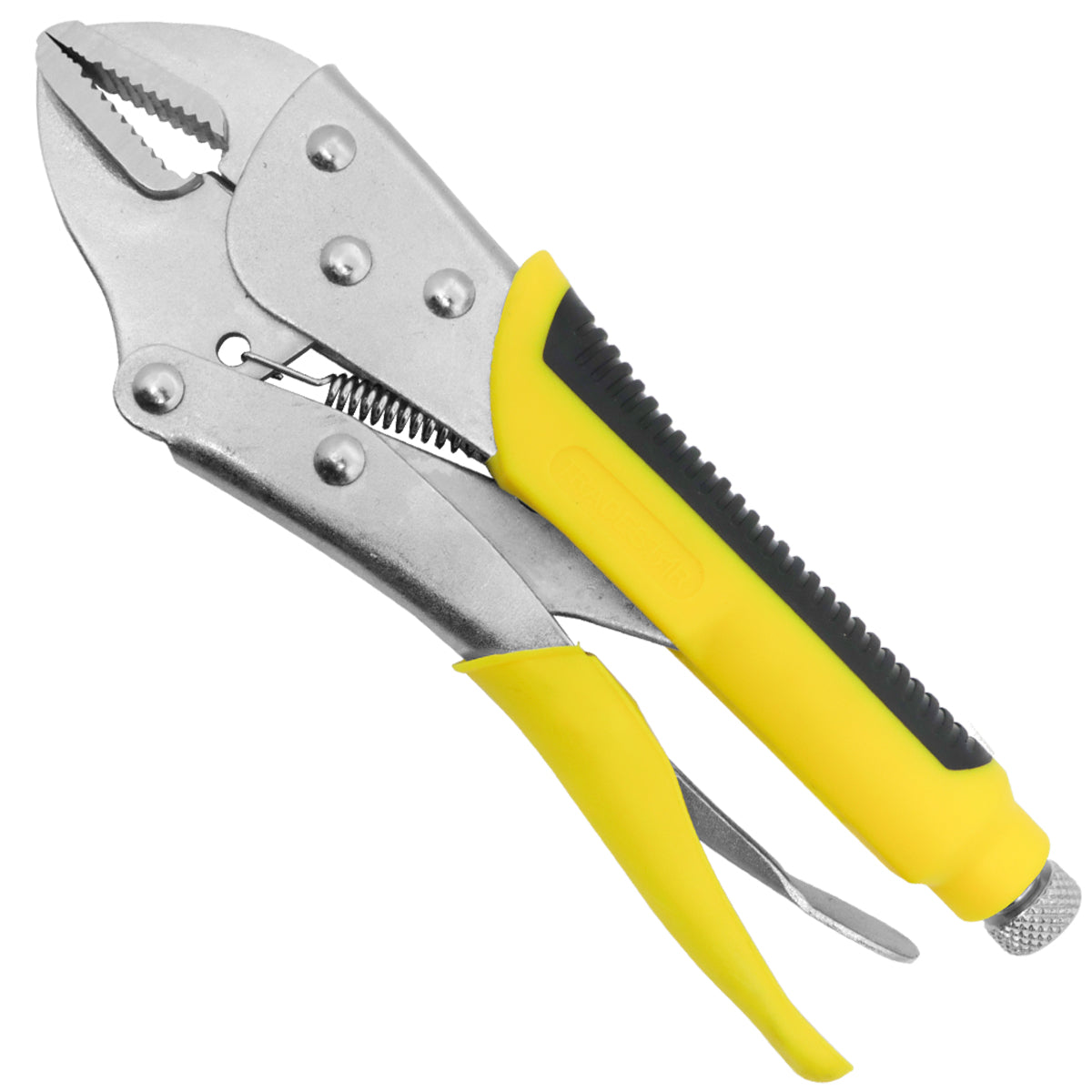Alicate de pressão Tradestar com cabo ergonômico amarelo e preto, ideal para eletricistas. Ferramenta de alta qualidade para trabalhos precisos e eficientes.