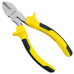 Alicate de corte diagonal Tradestar com cabo ergonômico amarelo e preto, ideal para eletricistas. Ferramenta de alta qualidade para cortes precisos e eficientes em trabalhos elétricos.