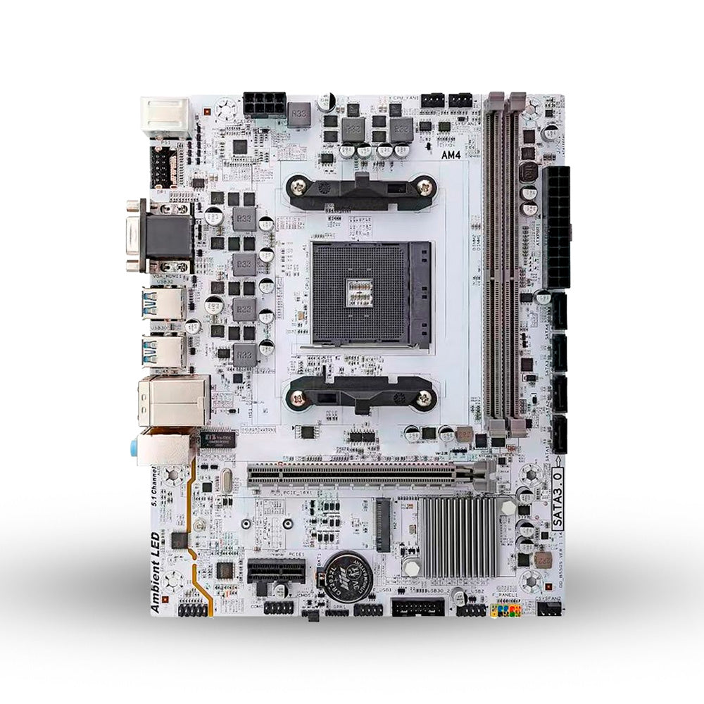 Placa Mãe Duex AMD DDR4 A520 - DX A520ZG para processadores AMD Ryzen, com suporte para até 64GB de memória DDR4, slots PCIe e M.2, conectividade Realtek e áudio de alta definição. Ideal para computadores com bom desempenho e versatilidade.