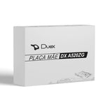 Placa Mãe Duex AMD DDR4 A520 - DX A520ZG na caixa, ideal para processadores AMD Ryzen 3/5. Suporta até 64GB de memória DDR4, com slots de expansão e conectividade Realtek. Perfeita para computadores com desempenho e versatilidade.