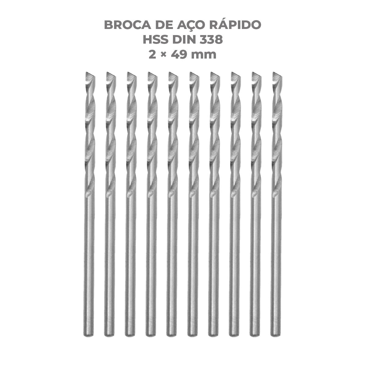 Broca em HSS Aço Rápido Tradestar DIN 338 2x49mm - 100 unidades. Broca de alta performance para perfuração precisa em metal, madeira e plástico. Ideal para profissionais e hobbistas. Ferramenta durável e eficiente para diversas aplicações.