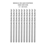 Broca em HSS Aço Rápido Tradestar DIN 338 2x49mm - 100 unidades. Broca de alta performance para perfuração precisa em metal, madeira e plástico. Ideal para profissionais e hobbistas. Ferramenta durável e eficiente para diversas aplicações.