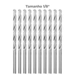 Broca em HSS Aço Rápido DIN 338 1/8" Tradestar - Kit com 100 unidades. Ideal para perfuração precisa em metal, madeira e plástico. Fabricada em aço rápido de alta qualidade, oferece durabilidade e eficiência. Ferramenta essencial para profissionais e hobbistas.