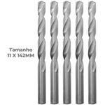 Broca em HSS Aço Rápido DIN 338 11x142MM Tradestar - Kit com 50 unidades. Brocas de alta performance para perfuração precisa em metal, madeira e plástico. Fabricadas em aço rápido (HSS) para maior durabilidade e eficiência. Ideal para profissionais e hobbistas. Dimensões: 11mm x 142mm. Ferramenta essencial para diversas aplicações.