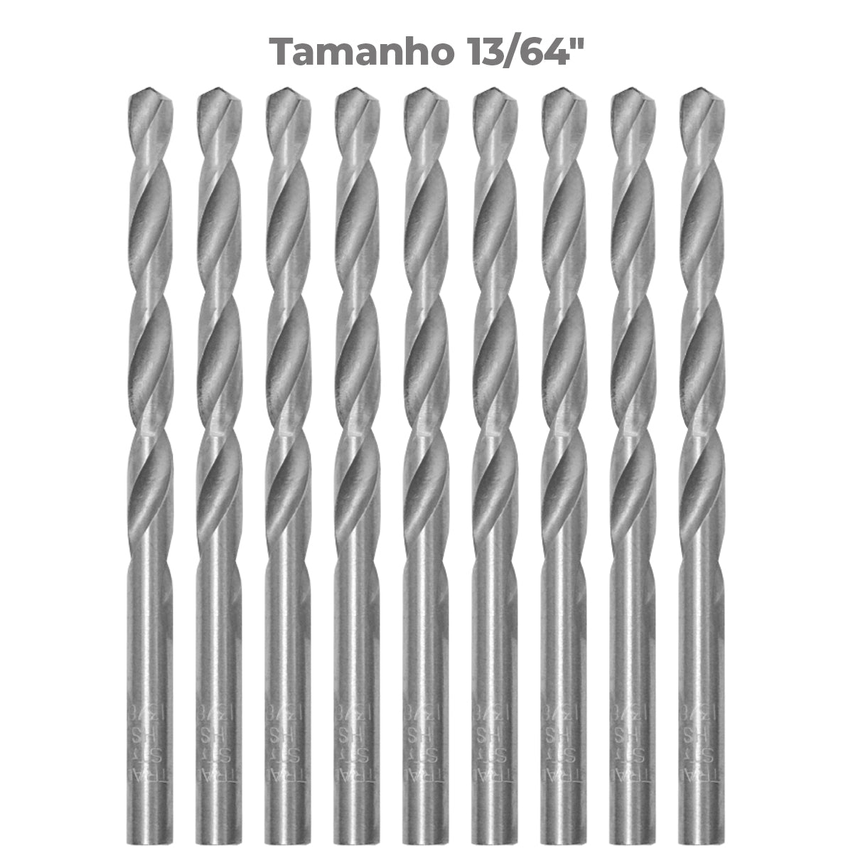 Broca em HSS Aço Rápido DIN 338 13/64" Tradestar - Kit com 100 unidades, ideal para perfuração precisa em metal, madeira e plástico. Fabricada em aço rápido de alta qualidade, oferece durabilidade e eficiência. Ferramenta essencial para profissionais e hobbistas.