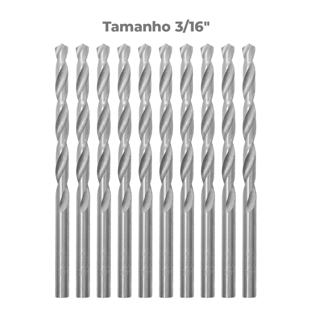 Brocas em HSS Aço Rápido DIN 338 3/16" Tradestar - Kit com 100 unidades, ideal para perfuração precisa em metal, madeira e plástico. Durabilidade e eficiência garantidas.