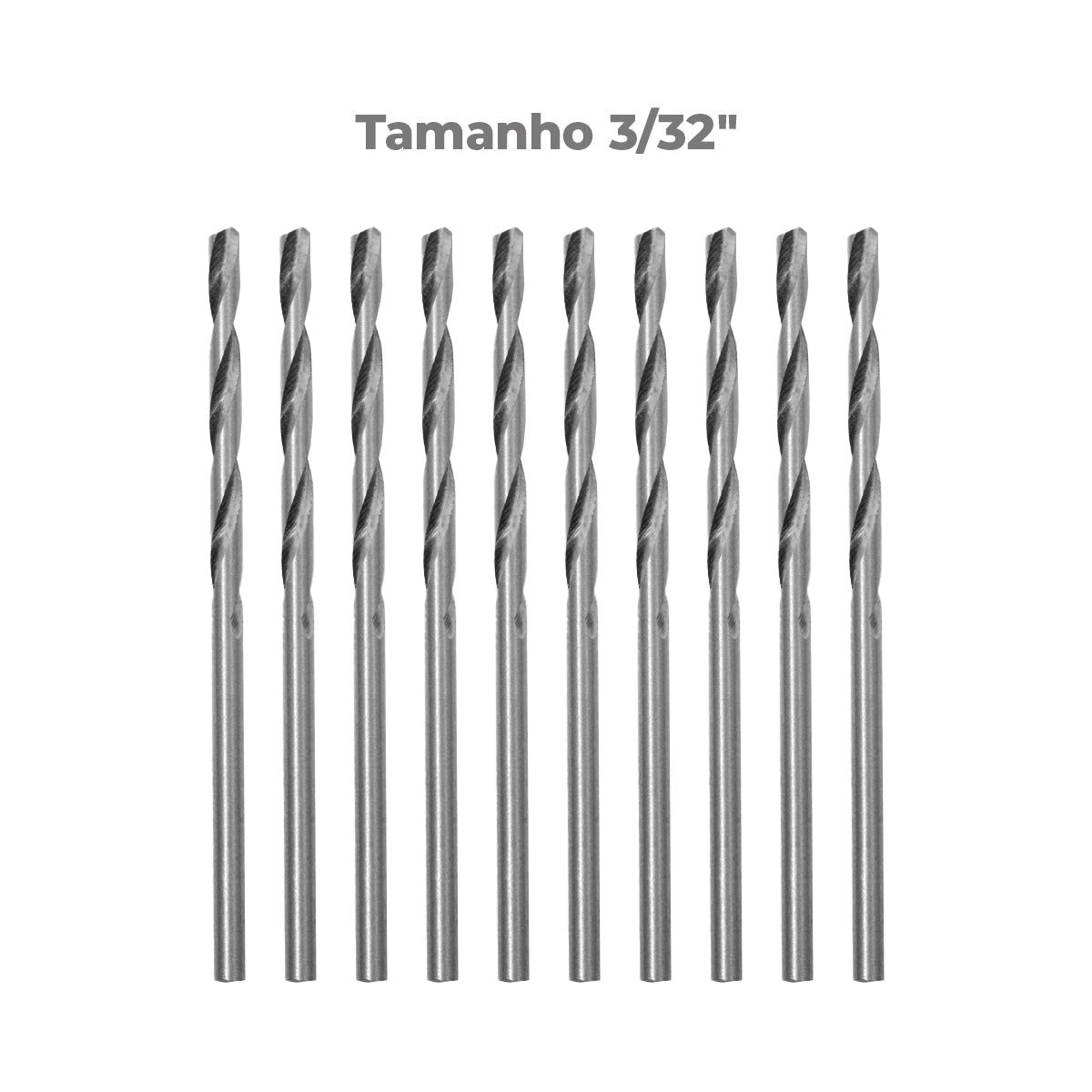 Brocas em HSS Aço Rápido DIN 338 3/32" Tradestar - Kit com 100 unidades, ideal para perfuração precisa em metal, madeira e plástico. Fabricadas em aço rápido de alta qualidade, garantindo durabilidade e eficiência. Ferramenta essencial para profissionais e hobbistas.