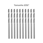 Brocas em HSS Aço Rápido DIN 338 3/32" Tradestar - Kit com 100 unidades, ideal para perfuração precisa em metal, madeira e plástico. Fabricadas em aço rápido de alta qualidade, garantindo durabilidade e eficiência. Ferramenta essencial para profissionais e hobbistas.