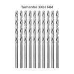Brocas em HSS Aço Rápido DIN 338 3x61MM Tradestar - Kit com 100 unidades, ideal para perfuração precisa em metal, madeira e plástico. Ferramenta de alta qualidade e durabilidade para profissionais e hobbistas.