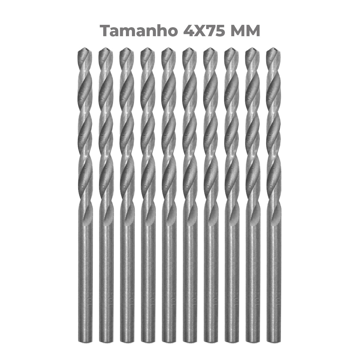 Brocas em HSS Aço Rápido Tradestar DIN 338 4x75mm - Kit com 100 unidades, ideal para perfuração precisa em metal, madeira e plástico. Ferramenta de alta qualidade e durabilidade para profissionais e hobbistas.