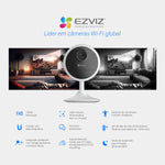 Câmera interna EZVIZ CB1 1080p Wi-Fi com bateria, ideal para segurança residencial. Possui visão noturna, detecção de movimento humano, conversa bidirecional, integração com Google Assistente e Alexa, base magnética e bateria de longa duração. Suporta cartão microSD e armazenamento na nuvem EZVIZ CloudPlay.