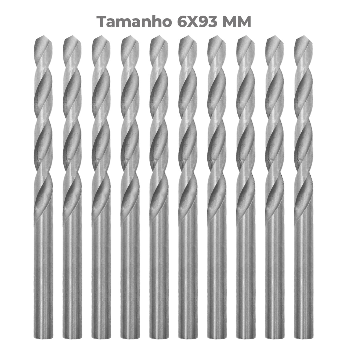 Broca em HSS Aço Rápido DIN 338 6X93MM Tradestar - Kit com 100 unidades, ideal para perfuração em metal, madeira e plástico. Brocas de alta qualidade e durabilidade para uso profissional e hobby.