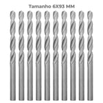 Broca em HSS Aço Rápido DIN 338 6X93MM Tradestar - Kit com 100 unidades, ideal para perfuração em metal, madeira e plástico. Brocas de alta qualidade e durabilidade para uso profissional e hobby.