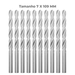 Broca em HSS Aço Rápido DIN 338 7x109MM Tradestar - Kit com 10 unidades, ideal para perfurações precisas em metal, madeira e plástico. Broca de alta qualidade, durável e eficiente para uso profissional e hobby.