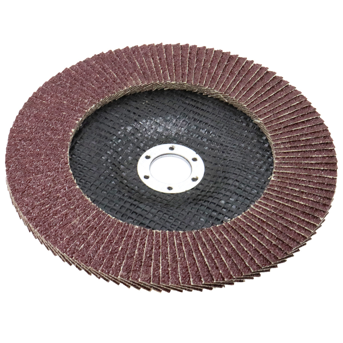 Disco de Lixa Flap Reto 180mm Grão 50 para desbaste e acabamento em aço inox, alumínio e metais. Ideal para uso em máquinas angulares rotativas. Óxido de alumínio, 7 polegadas (180mm), furo 22,23mm.