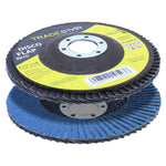 Disco de Lixa Flap Reto Tradestar 4.1/2 Grão 80 para Lixadeira - Ideal para desbaste em aço inox, alumínio e metais ferrosos. Proporciona acabamento uniforme e durabilidade superior. Compatível com lixadeiras angulares.
